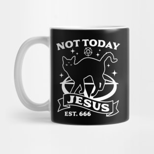 Not Today Jesus - Black Cat  Halloween Goth Mug